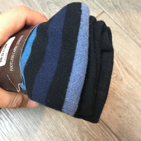 new via spiga footless capri length tights blue navy black size medium - Picture 2 of 6